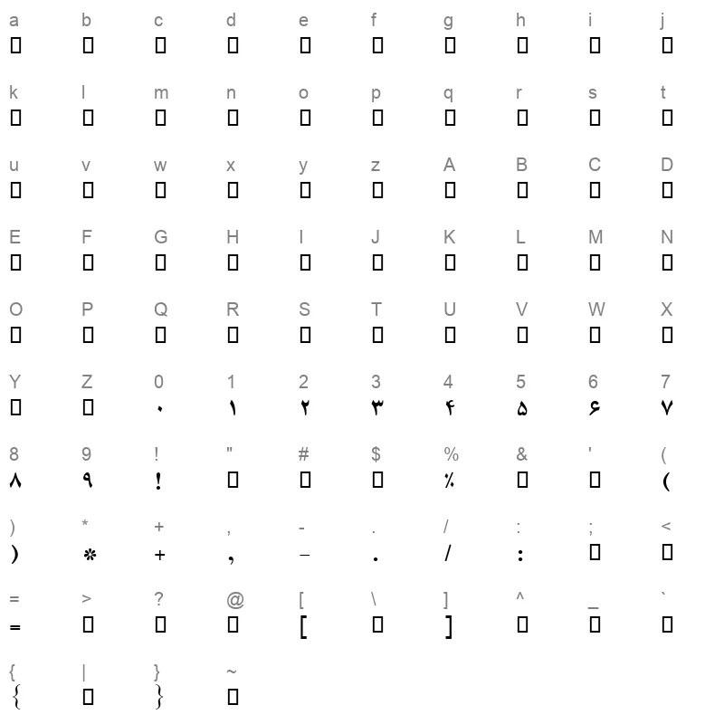 B Compset Bold Character Map