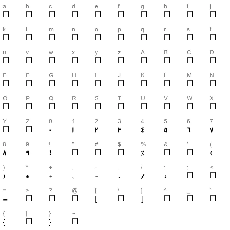 B dolat Regular Character Map