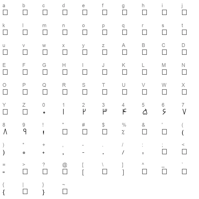 B doran Regular Character Map