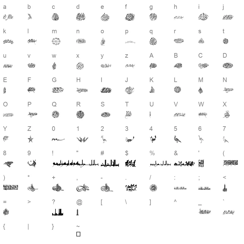 B e s m e l l a h 3 Regular Character Map