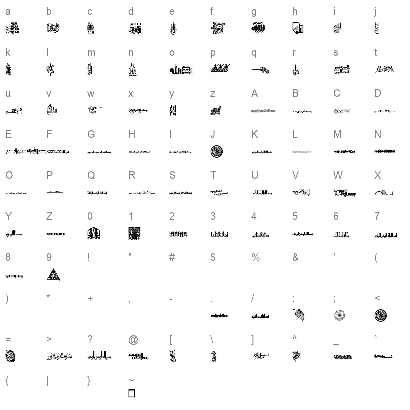 B e s m e l l a h 4 Regular Character Map