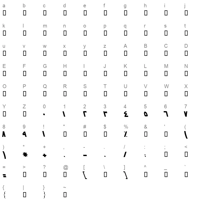 B Nasim Bold Character Map