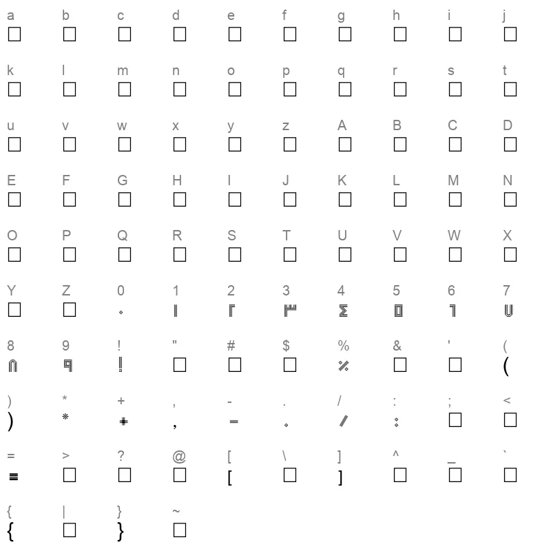 B Strip Regular Character Map