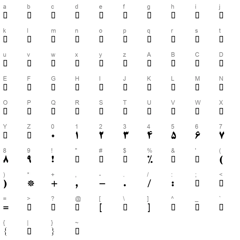 B Titr Bold Character Map