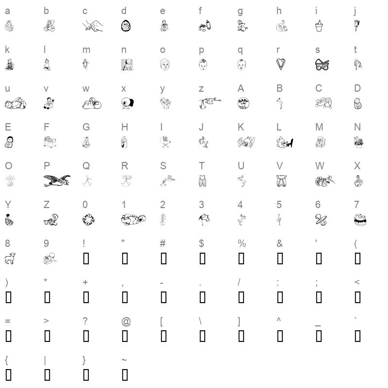 Baby Time Regular Character Map