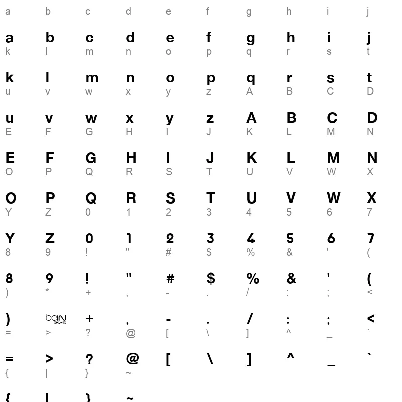 bein ar black Character Map