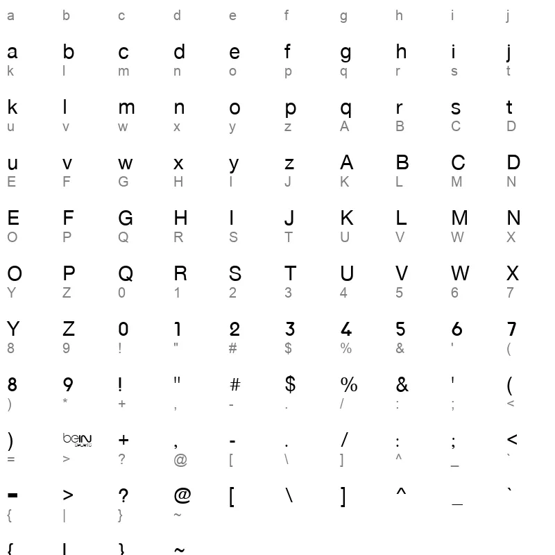 bein ar normal Character Map