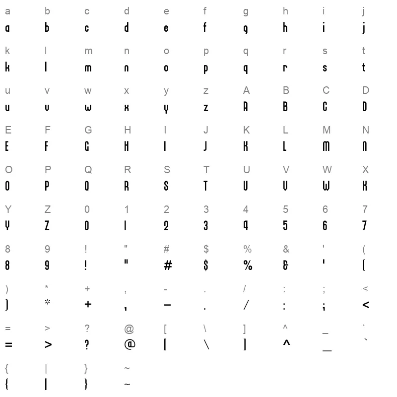 Bieta Bold Character Map