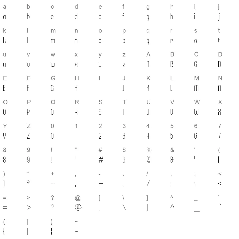Bieta Light Character Map