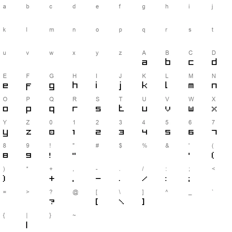 bitlow Character Map