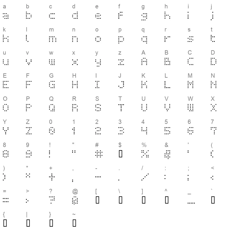 BMREA Character Map