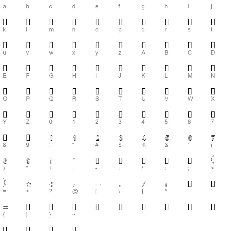 Boutros Ads Outline Bold Character Map