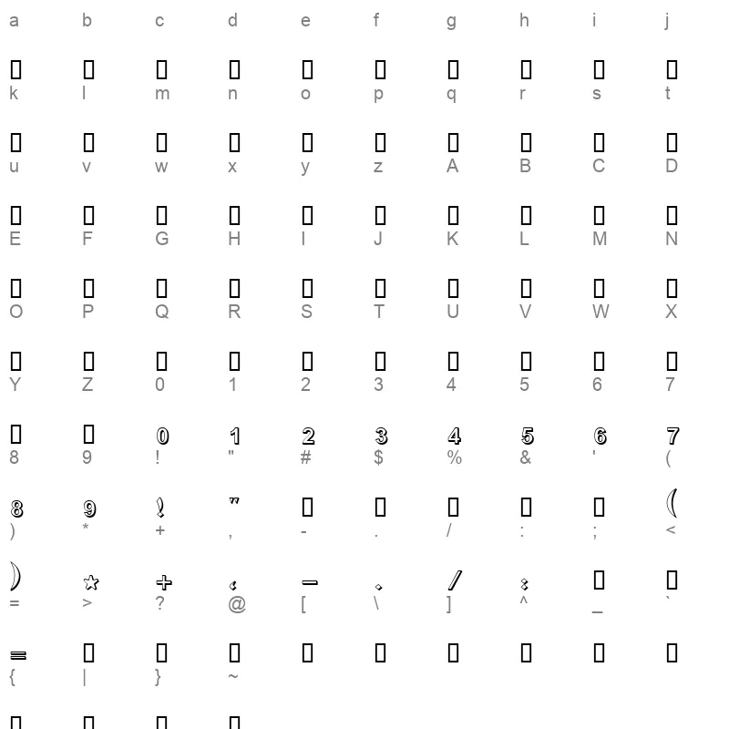 Boutros Ads Shadow Bold Character Map