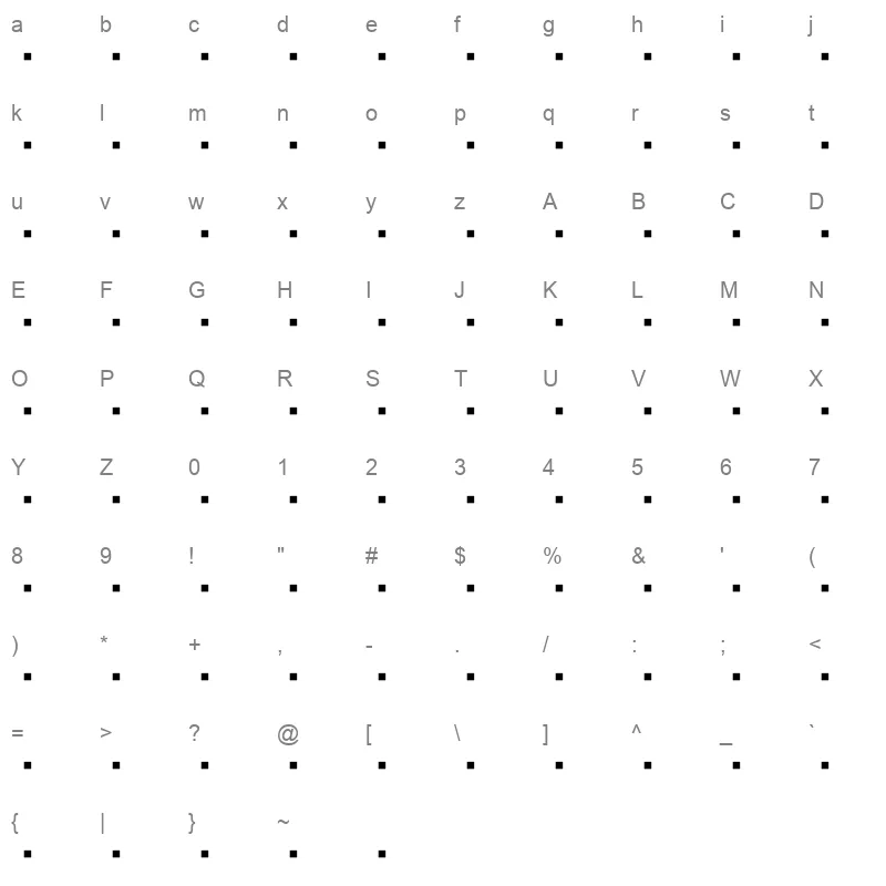 BSSYM7 Character Map