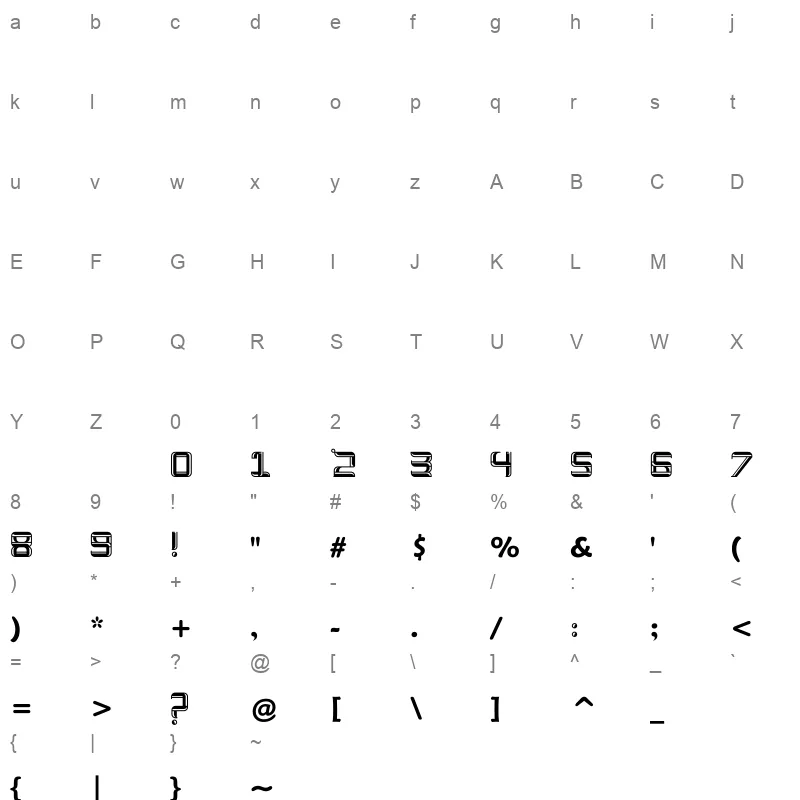 Buroj Font 2 Character Map