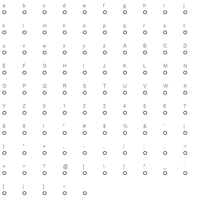 Clocks Regular Character Map