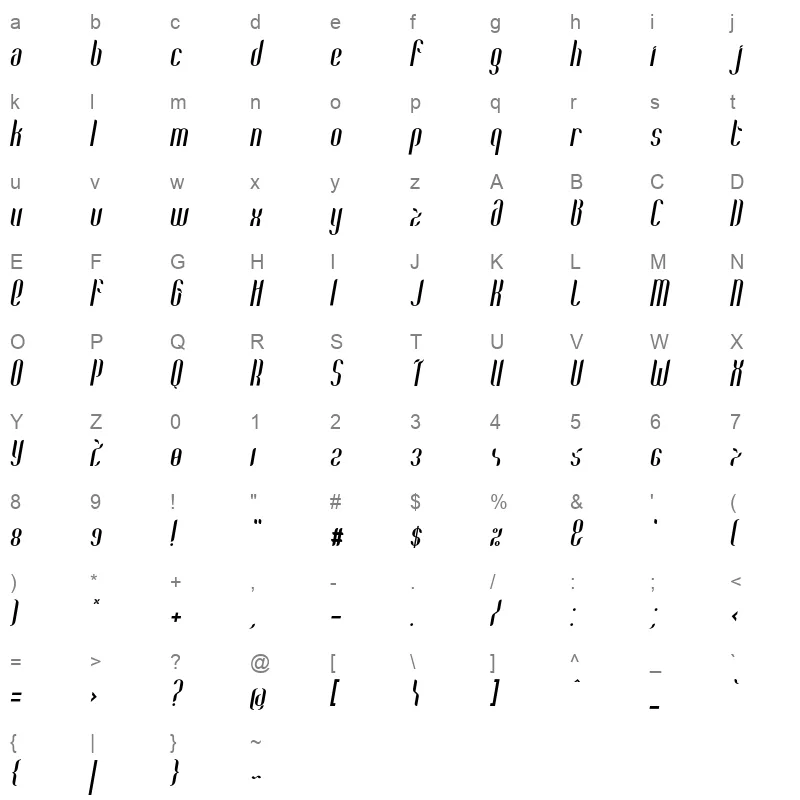 Coco Bold Italic Character Map