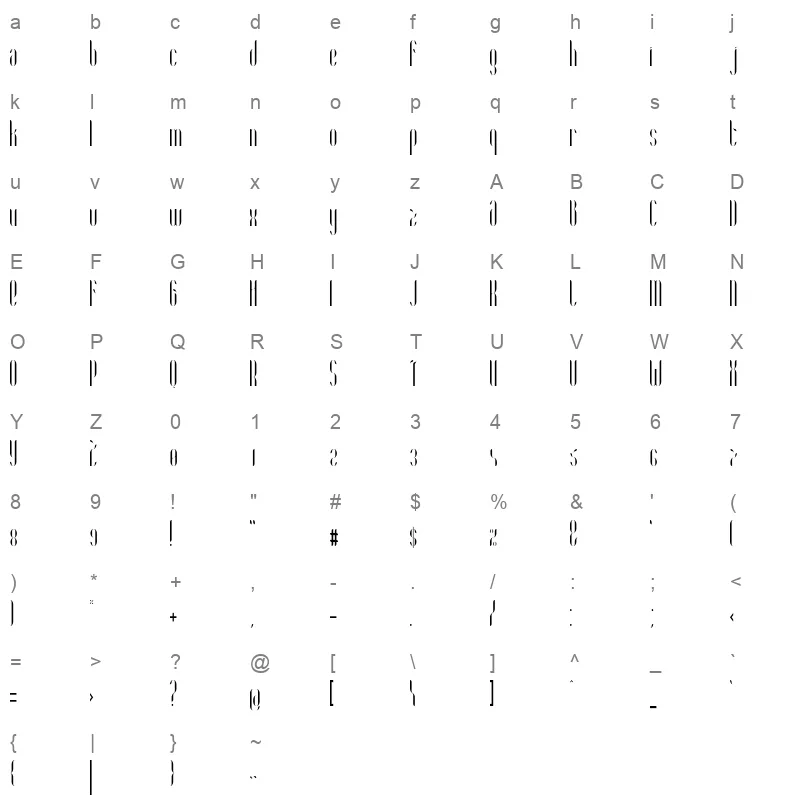 Coco Condensed Character Map