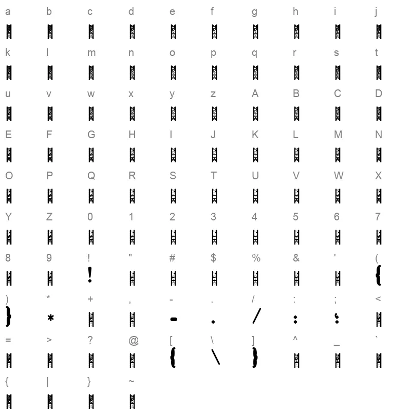 CooperArabic Character Map