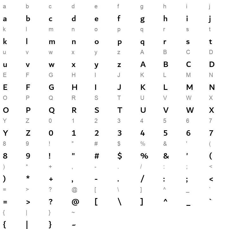 Dima Esfahan Medium Character Map