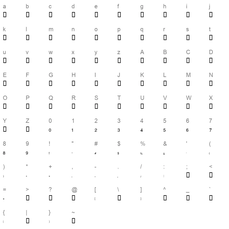 Dima Fantasy2 Regular Character Map