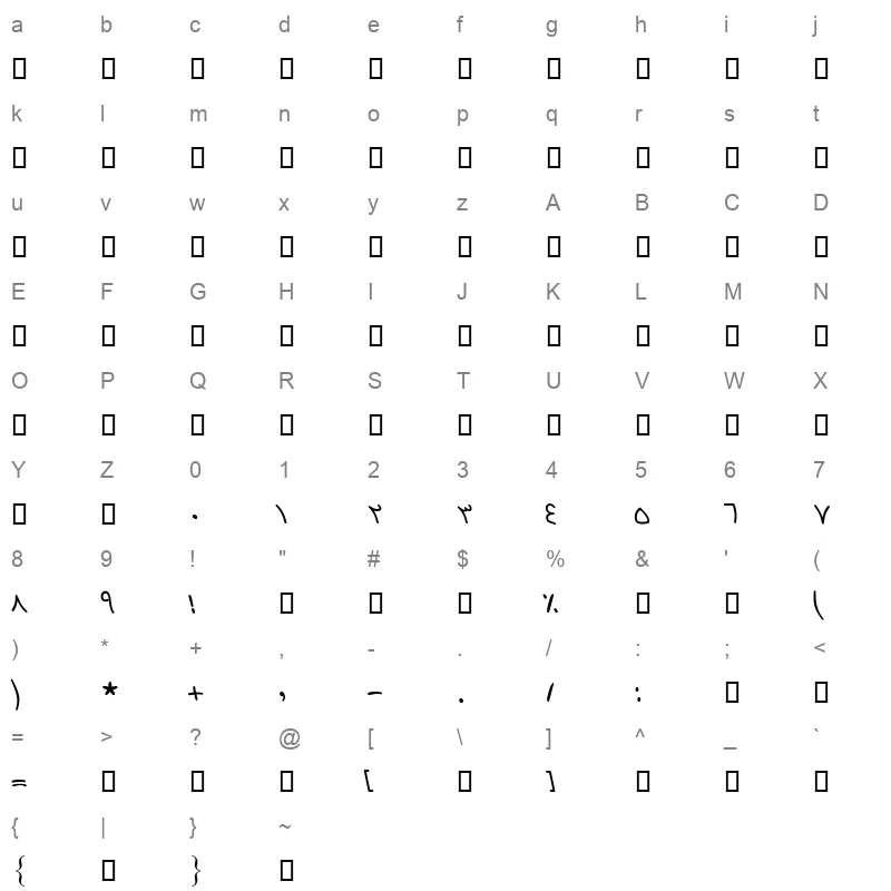 Dima Font Regular Character Map