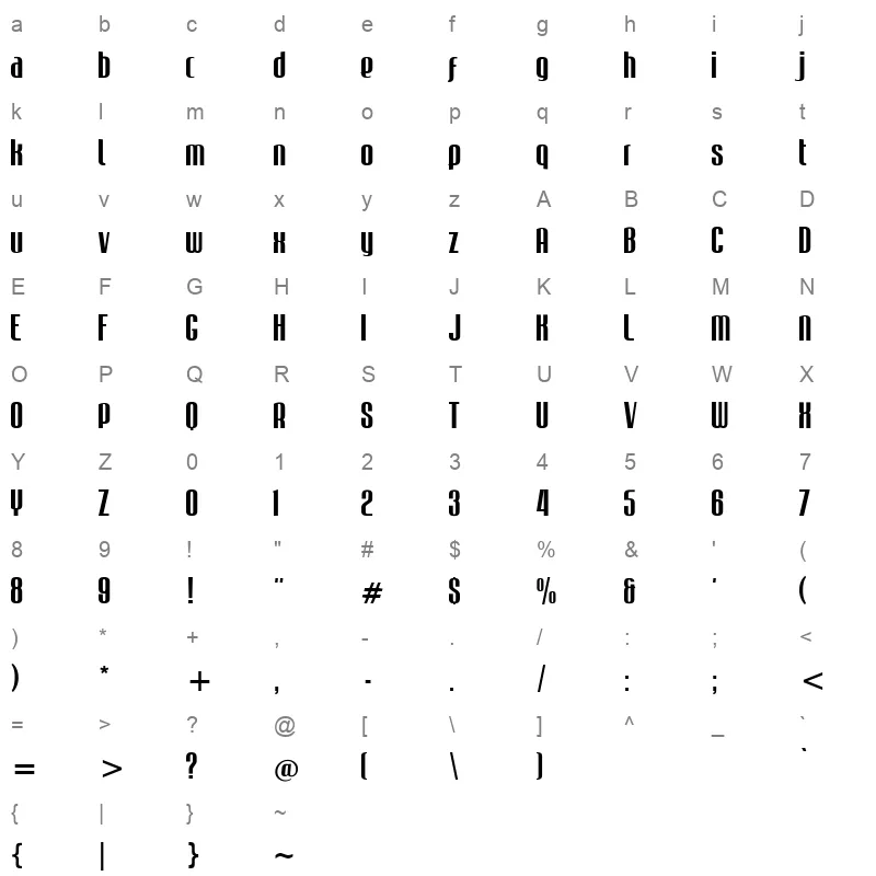 Dima Mabella Bold Character Map