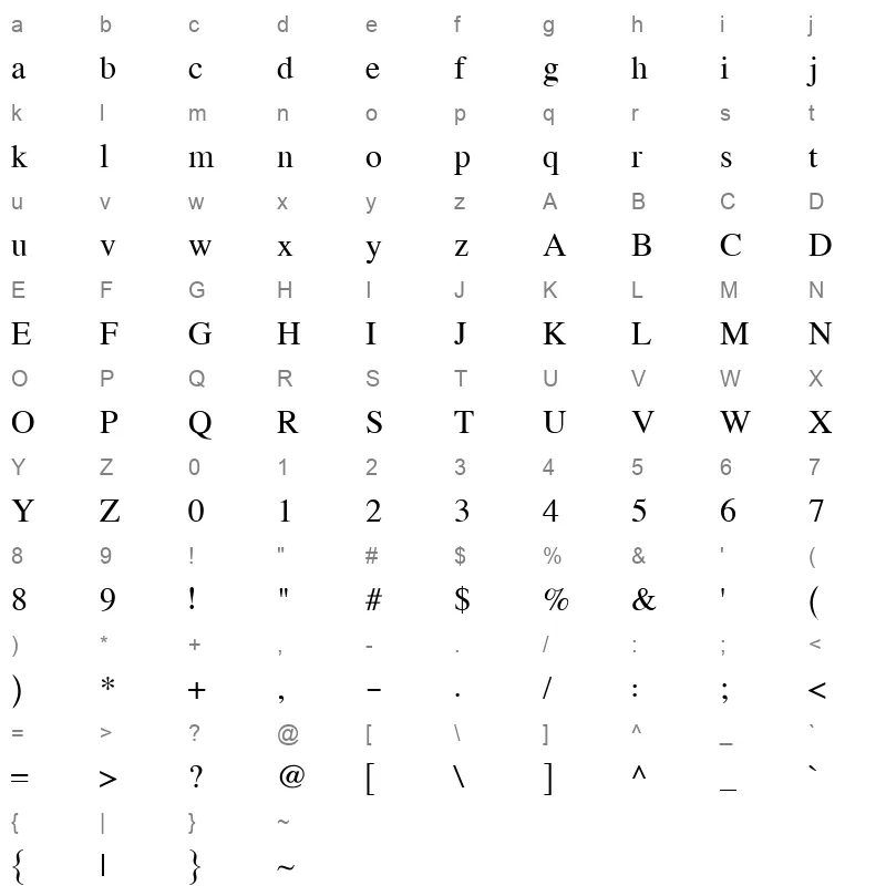 Dima Niloofar Regular Character Map