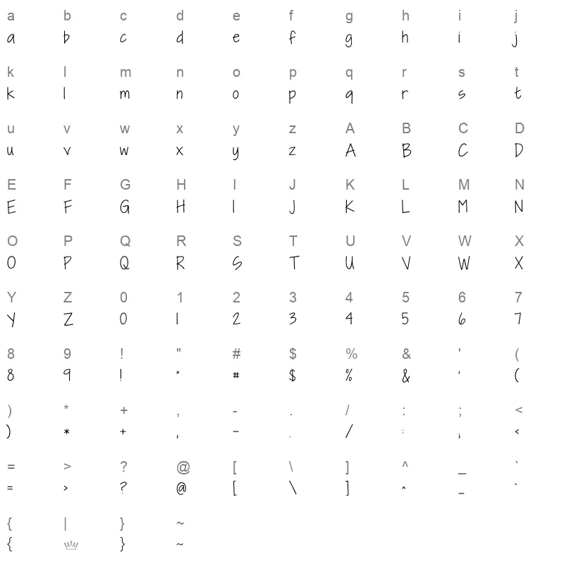 Dima Regular Character Map