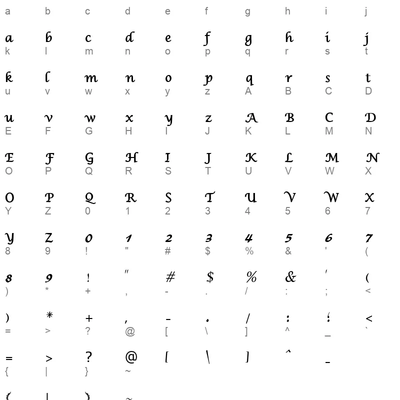 Dima Shekasteh Free Regular Character Map