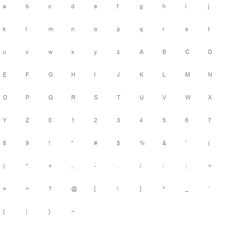 Dofi Regular Character Map
