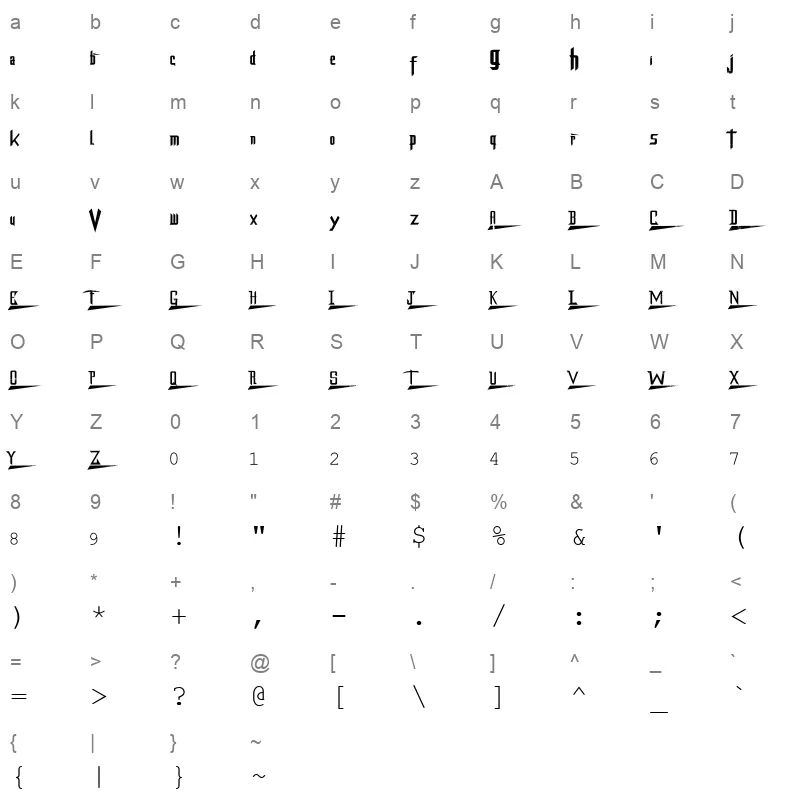 Dragonell Regular Character Map