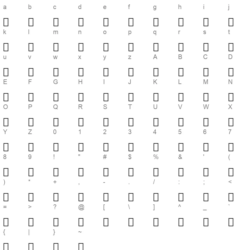 Droid Arabic Kufi Regular Character Map