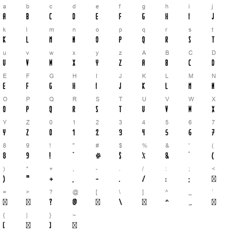FFTaweel BoldStamp Character Map