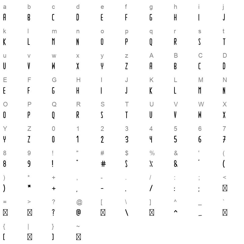 FFTaweel Regular Character Map