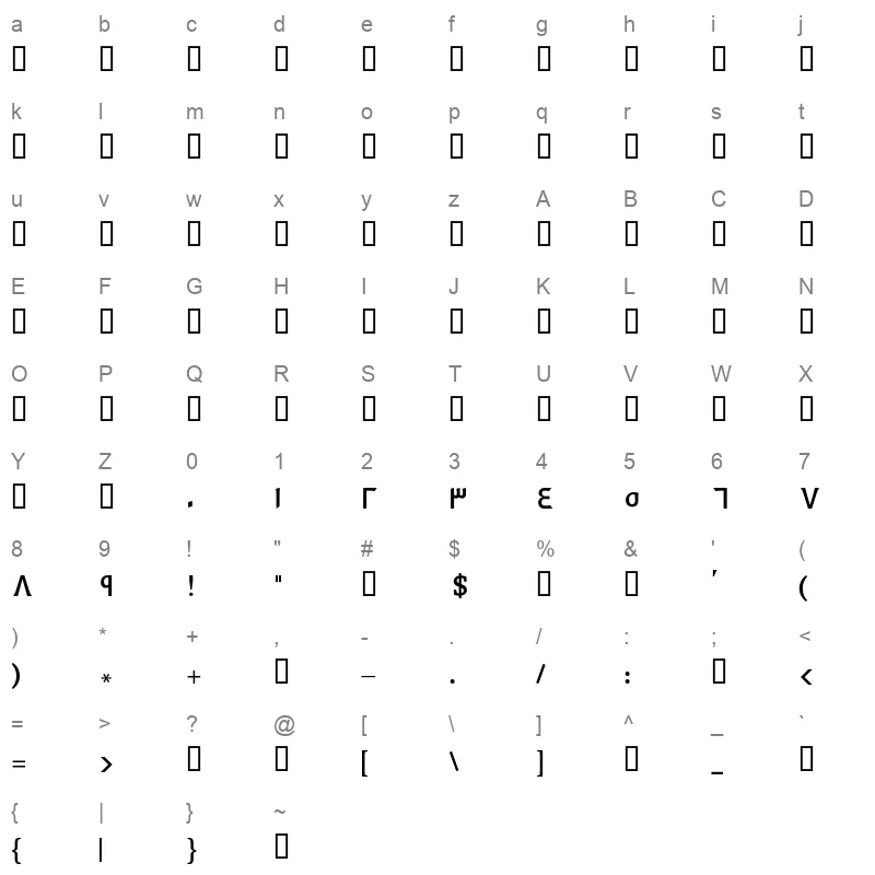 GE Dinar Two Medium 5 Character Map