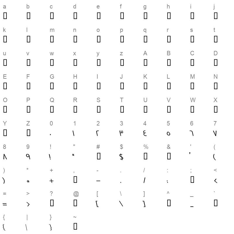 GE SS Text Light Italic Character Map