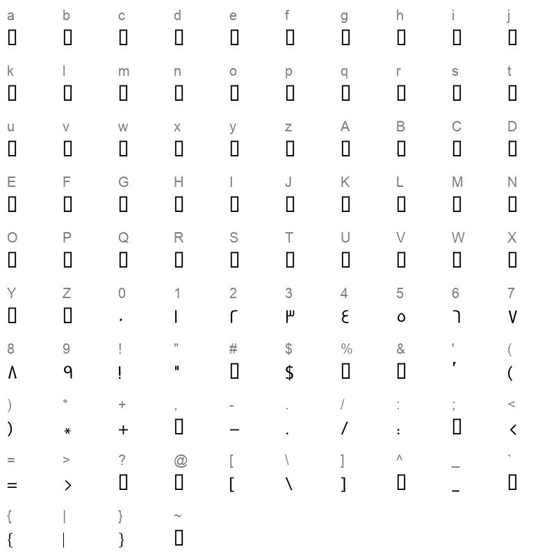 GE SS Text Light Character Map