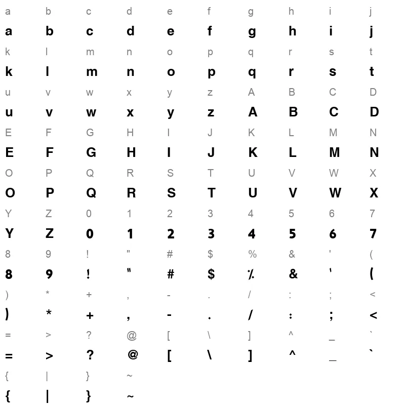 HACEN CASABLANCA HEAVY Character Map