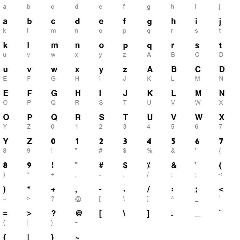 HACEN FREEHAND Character Map