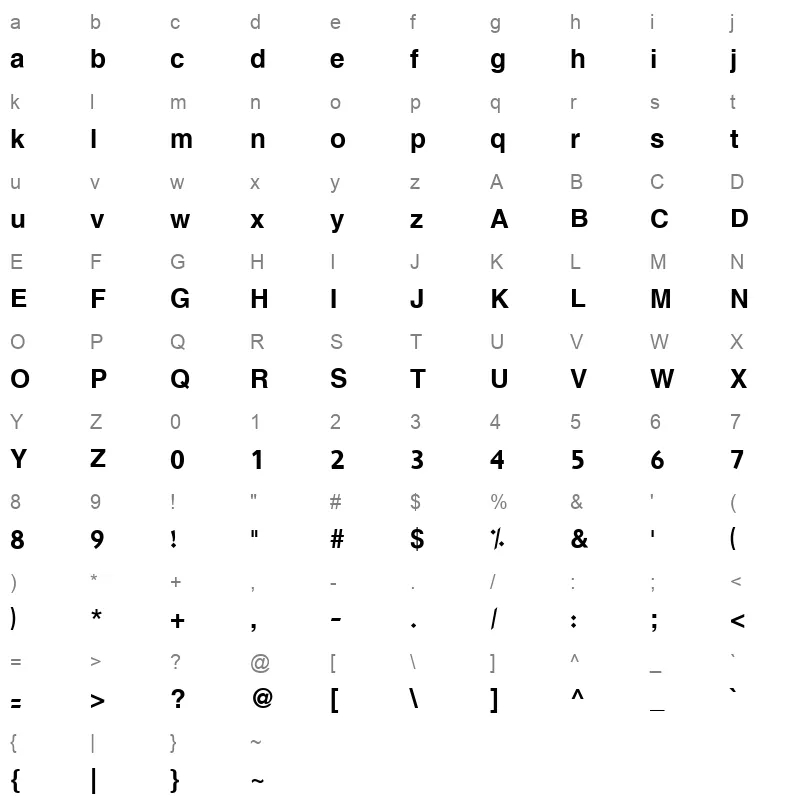 Hacen Sudan Bd Character Map
