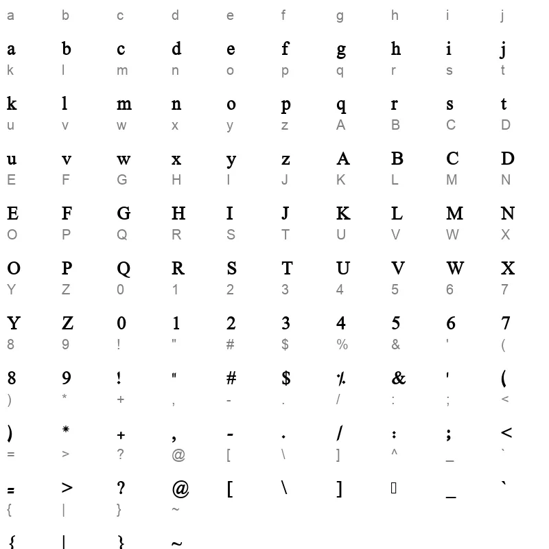 Hacen Typographer Bold Character Map