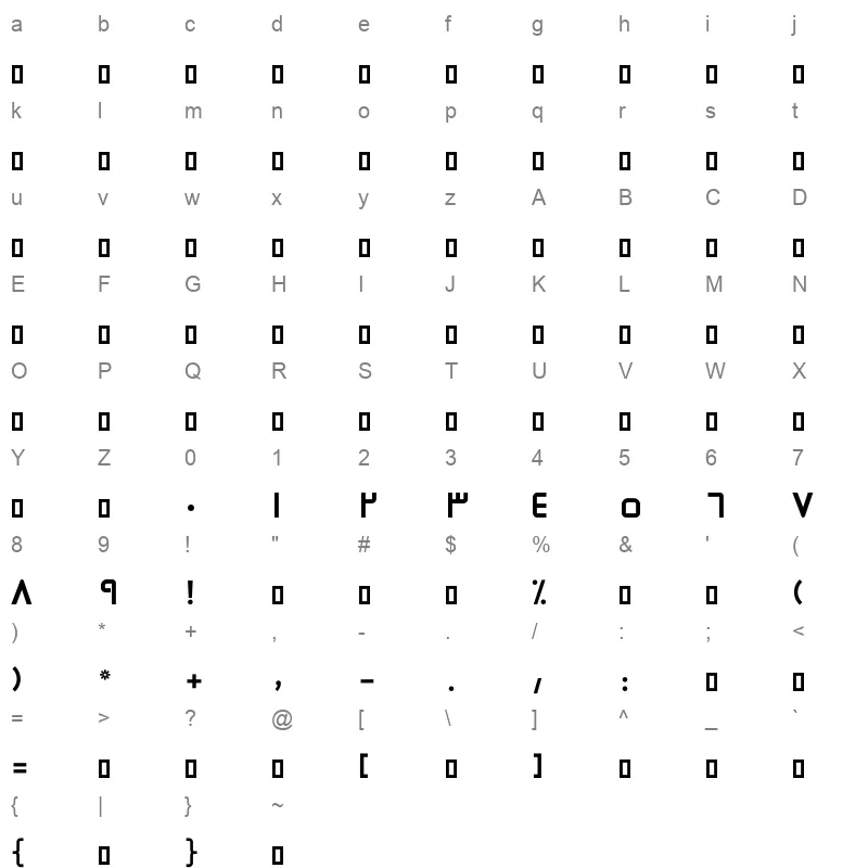 Hend Font Bold Character Map
