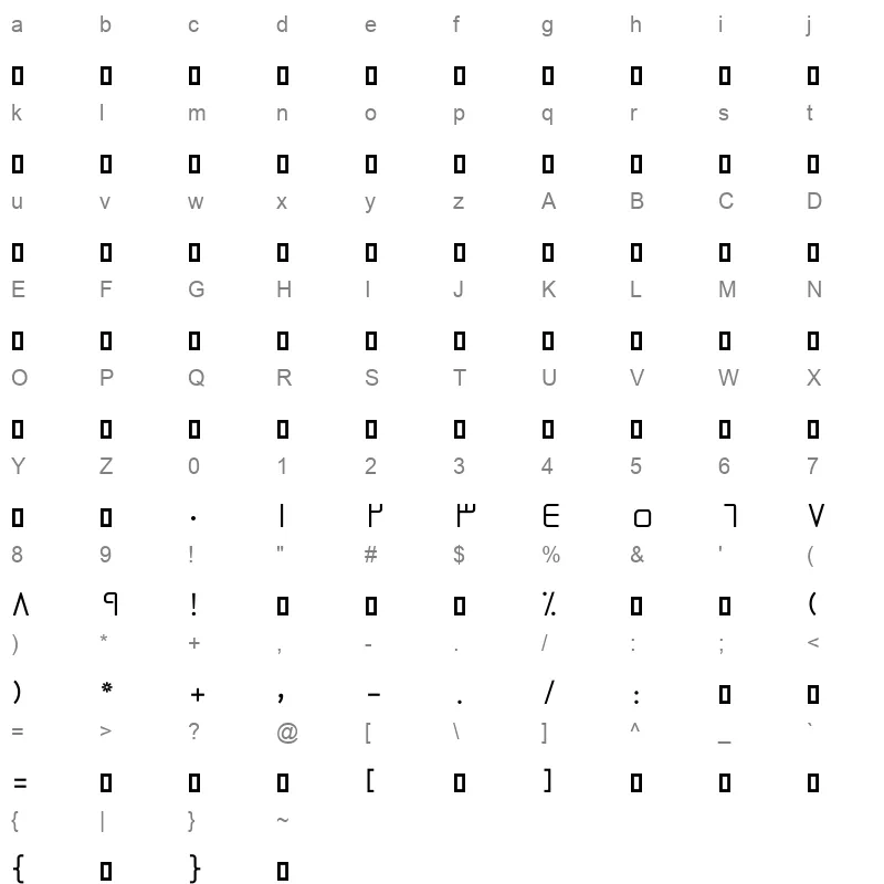 Hend Font Regular Character Map