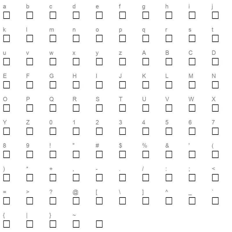 Hesham Bold Character Map