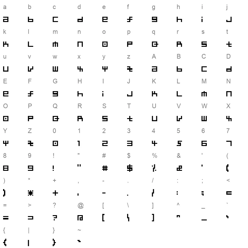KAIREE Character Map