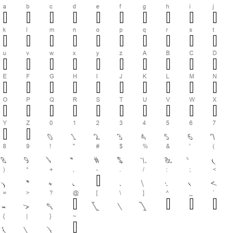 KFOUTSHD Character Map