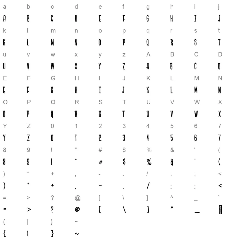 LetsSki Regular Character Map
