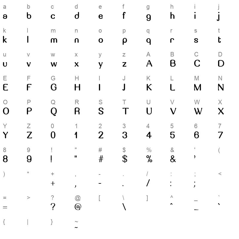 Massa Bold Character Map