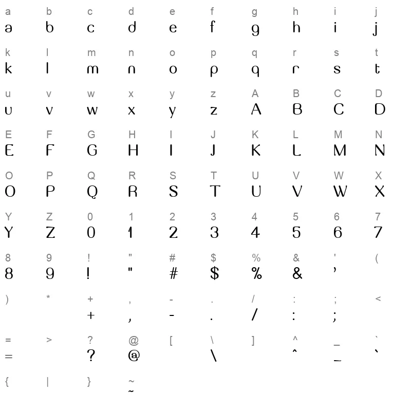 Massa Regular Character Map